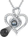 wholesale Sterling Silver Moissanite Love Memorial Photo Projection Necklace, 18 Cable Chain, Heartfelt Gift for Women-0-0