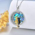 TOUPOP Sterling Silver Abalone Celtic Cat On Moon Necklace-0-3