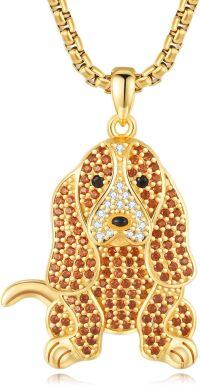 wholesale Gold 925 Sterling Silver Dachshund Pendant Necklace for Women - Cute Wiener Dog Charm s-Basset Hound