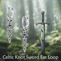 wholesale  Sterling Silver Sword Drop Dagger Hoop Dangle Earrings Viking Jewelry Gift -0-5