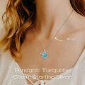 wholesale 925 Sterling Silver Sun Turquoise Pendant Necklace Genuine Gemstones Western  for Women-0-3
