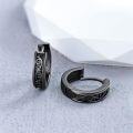 wholesale Black 925 Sterling Silver Viking Runes Huggie Hoop Earrings for Men Norse Pagan -0-2