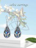 wholesale 925 Sterling Silver Abalone Shell Tree of Life Dangle Earrings with Celtic Butterfly and Dragonfly Design - Christmas & Birthday Gift Ideas for Her-0-1