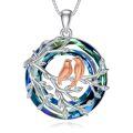 TOUPOP Sterling Silver Blue Crystal Tree Of Life Bird Pendant Necklace For Mom-0-0
