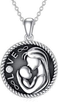 wholesale 925 Sterling Silver Love & Infinity Pendant Necklaces - Gifts for Grandmas Wives and Mothers on Mother's Day-03-Mother and son necklace