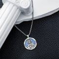 wholesale 925 Sterling Silver Round Blue Opal Saint Jude Pray for Us Medal Pendant Necklace-0-3