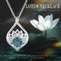 wholesale 925 Sterling Silver Crushed Turquoise & Zircon Lotus Pendant Necklace 24.5x16mm-0-4