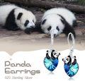 wholesale 925 Sterling Silver Blue Crystal Panda Heart Drop Earrings-0-4