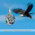 TOUPOP Sterling Silver Abalone Eagle Urn Necklace Cremation Jewelry-0-2