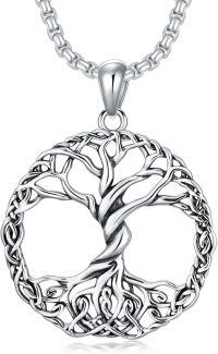 wholesale 925 Sterling Silver 925 Gold Plated Celtic Knot Tree Of Life Pendant Necklace  For Men And Women-B01-Silver