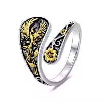 TOUPOP Sterling Silver 14k Gold Plated Spoon Ring Thumb Ring Jewelry Gifts-undefined