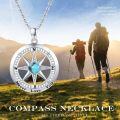 wholesale 925 Sterling Silver Turquoise Compass Pendant Necklace with Cubic Zirconia and Inspirational Message Never Lose Your Way - Graduation Gift for Her Him-0-4
