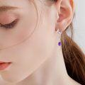 wholesale 925 Sterling Silver 2ct Natural Amethyst 7x9mm Oval Dangle Earrings-0-1