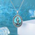 wholesale 925 Sterling Silver St. Benedict Pendant with Turquoise Stone - Religious Jewelry for Men & Women -0-1
