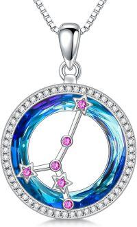 wholesale 925 Sterling Silver Blue Crystal Star Constellation Pendant Necklaces for Women Astrology Gifts-07-Cancer Necklace(6.22-7.22)