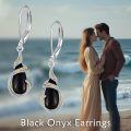 wholesale 925 Sterling Silver and Gold Accented Black Onyx Teardrop Leverback Earrings for Women & Girls-0-5