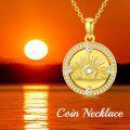 wholesale Gold-Plated 925 Sterling Silver Sun and Moon Mountain Coin Pendant Necklace for Women-0-3