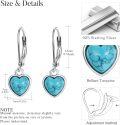 wholesale 925 Sterling Silver Heart Turquoise Earrings for Sensitive Ears Women Girls Vintage -0-4
