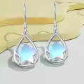 TOUPOP Sterling Silver Moonstone Teardrop Drop Dangle Leverback Earrings-0-2