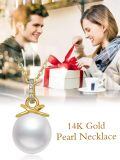 TOUPOP 14K Gold Freshwater Pearl Necklace Bow Heart Dolphin Pendant-0-4