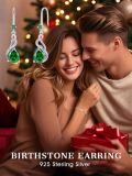wholesale Sterling Silver Emerald Teardrop Dangle Earrings, May Birthstone Green Heart-Shaped Gemstone Hook Drop Jewelry for Mother's Day Gift-0-2