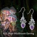 wholesale 925 Sterling Silver White Gold Plated Amethyst Moonstone Mushroom Dangle Earrings 0.67in 0.4in Hypoallergenic Nickel-Free Lead-Free Cadmium-Free-0-2