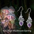 wholesale 925 Sterling Silver Purple Mushroom Dangle Earrings-0-2