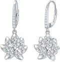 wholesale 925 Sterling Silver CZ Lotus Flower Square Planetary Leverback Drop Earrings for Women and Teen Girls Gifts-0-0