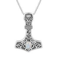 wholesale 925 Sterling Silver Thor Hammer Mjolnir Pendant Necklace Labradorite Oxidized Celtic Knot Viking-Labradorite