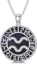 wholesale Sterling Silver Blue Sandstone 12 Zodiac Constellation Necklace for Women Men-0-8