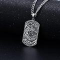 wholesale 925 Sterling Silver Rectangular Celtic Knotwork Wolf & Raven Pendant Chain Necklace-0-3