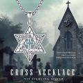 wholesale 925 Sterling Silver Turquoise Cross Pendant Necklace  for Men & Women - Jewish s-0-4