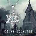 wholesale 925 Sterling Silver Turquoise Cross Pendant Necklace  for Men & Women - Jewish s-0-4