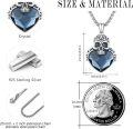 wholesale 925 Sterling Silver Blue Crystal Heart Pirate Skull Pendant Gothic Necklace for Women and Men-0-4