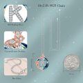 TOUPOP 925 Sterling Silver Blue Crystal K Initial Butterfly Rose Necklace-0-2