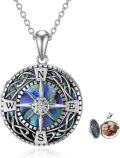 wholesale 925 Sterling Silver Abalone Shell Compass Locket Pendant with Photo Insert and Celtic Knot Design - Customizable Jewelry for Graduation Gifts-0-0