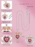 wholesale 925 Sterling Silver Birthstone Heart Rose Pendant Necklace for Her-0-5