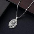 wholesale 925 Sterling Silver Saint Peregrine Pendant Necklace  with Cross and Staff Charm for Men's Religious Protection-0-3