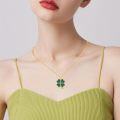 wholesale 925 Sterling Silver Green Jade Four-Leaf Clover Necklace for Women-0-4