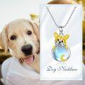 wholesale 925 Sterling Silver Corgi with Blue Moonstone Pendant Necklace for Women - Memorial-0-4
