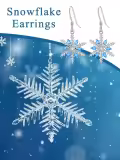 wholesale 925 Sterling Silver Blue Crystal Snowflake Drop Earrings for Women-0-3