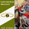 wholesale Gold 925 Sterling Silver Saint Michael onyx bracelet 8 length-0-1
