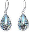 wholesale 925 Sterling Silver Abalone Shell Daisy Filigree Teardrop Dangle Leverback Earrings-0-0
