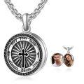 wholesale 925 Sterling Silver Round Compass Locket Necklace with Black Enamel and Inscription May Your Faith Always Guide You - Catholic Religious  for Women & Men-0-0