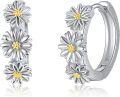 wholesale 925 Sterling Silver Daisy Flower Huggie Hoop Earrings for Women Girls Gifts Jewelry Accessories-0-0