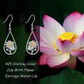 wholesale 925 Sterling Silver Lotus Flower Teardrop Dangle Earrings for Women -0-3