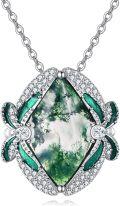 wholesale 925 Sterling Silver Green Moss Agate Dragonfly Pendant Necklace for Women s-0-0