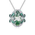 wholesale 925 Sterling Silver Green Jade Pendant With Zircon Accents And Enamel Detail-0-0