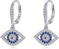 wholesale 925 Sterling Silver Evil Eye Dangle Earrings Minimalist s for Women-0-0