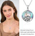 wholesale 925 Sterling Silver Round Mountain Crystal Pendant with Yellow Center and Trees Design - Christian Jewelry for Women-0-5